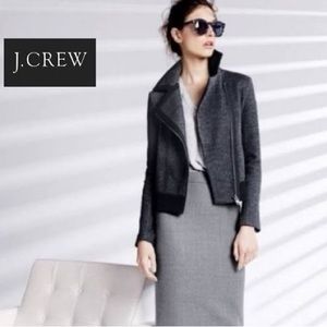 ♦️ J. CREW Wool blend jacket Sz 4 moto crop gray EUC